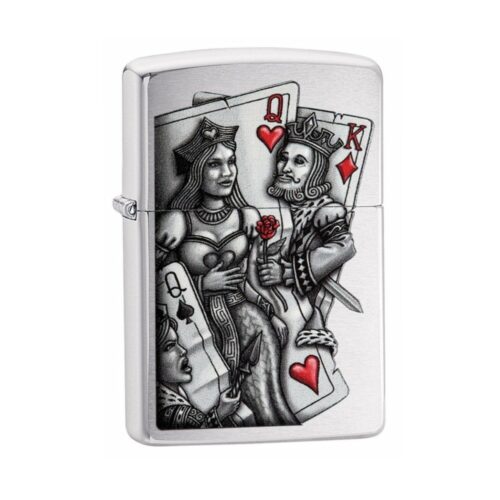 original zippo king and queen feuerzeug rauchen silbet karten