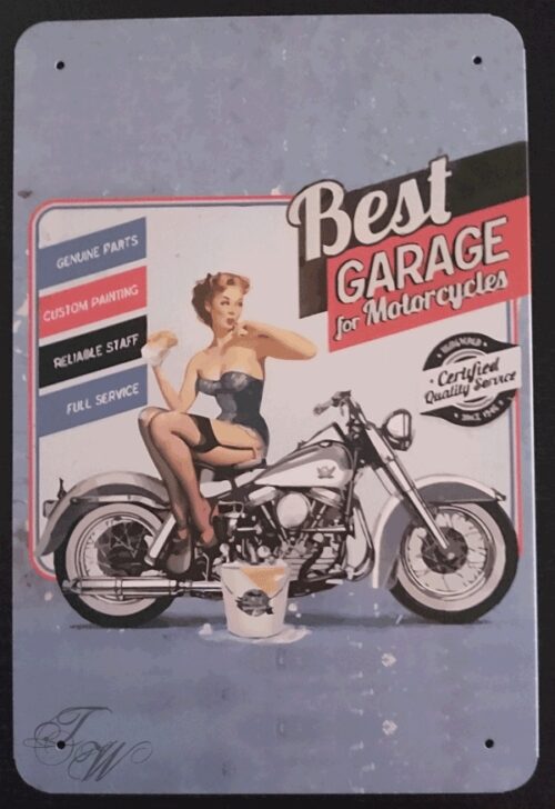 metallschild metalltafel dekoartikel schild retro vintage best garage bike motorcycle motorrad pinup girl