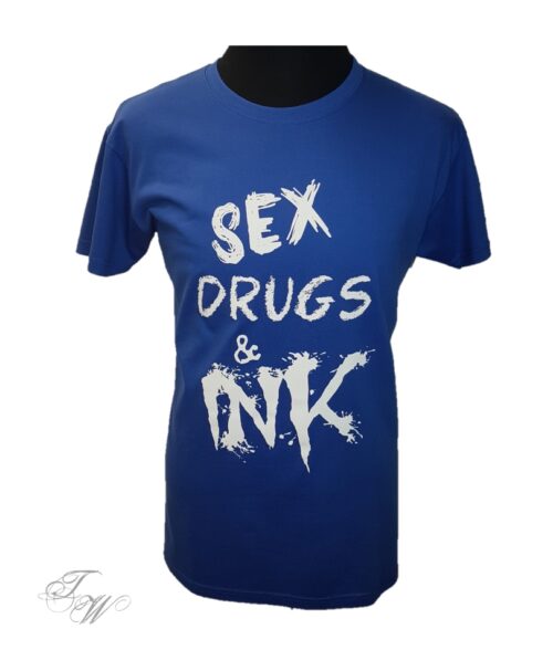 tattoo world shirt tshirt sex drugs and ink blau shwarz merchandise herren oberteil fashion mode kleider