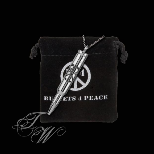 bullets 4 peace patrone accessoire schmuck halskette rostfrei logo glowstick silber