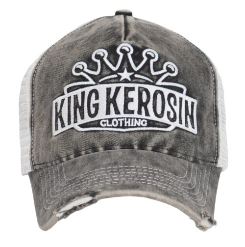 king kerosin cap baseballcap grau weiss vintage look fashion mode