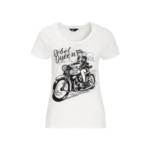 Queen Kerosin, biker, motorrad, shirt, t-shirt, weiss, pin up girl, rebel, queen, baumwolle, offwhite